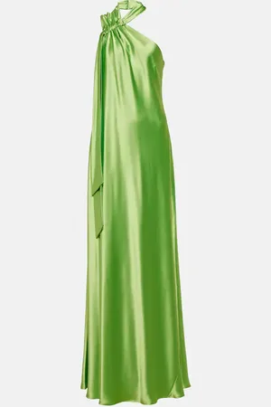 GALVAN Ushuaia asymmetric satin gown