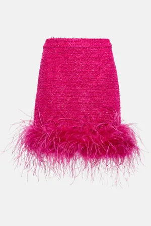 Rebecca Vallance Feather-trimmed tweed miniskirt