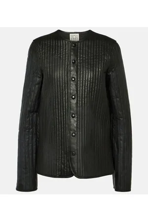 TOTEME crocodile-embossed leather jacket - Grey