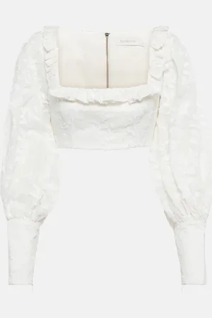 ZIMMERMANN Floral linen and silk crop top