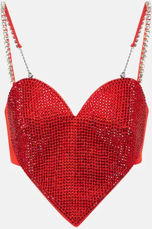 AREA Embellished wool crop top