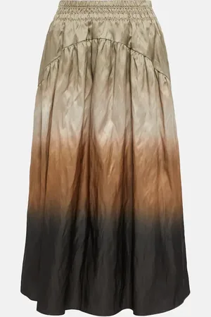 Vince Printed high-rise satin skirt