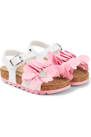 MONNALISA Glitter leather-trimmed sandals