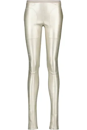 Rick Owens Metallic leather and cotton leggings