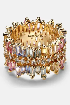 Suzanne Kalan 18kt gold ring with diamonds and sapphires