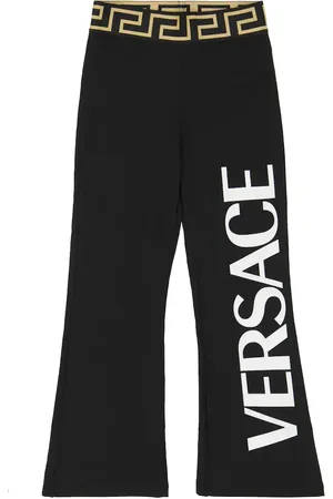 VERSACE Logo cotton-blend flared pants