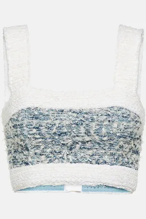 Balmain Tweed denim crop top