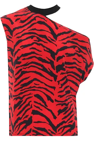 RTA Axel printed silk off-shoulder top