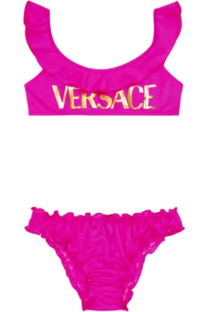 VERSACE Logo ruffle-trimmed bikini