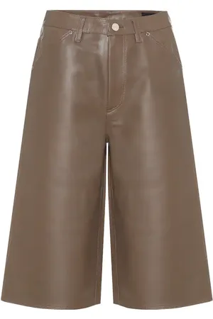 Goldsign High-rise leather Bermuda shorts