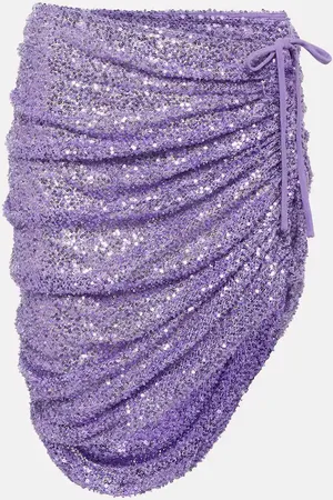 Self-Portrait Sequin-embellished ruched miniskirt