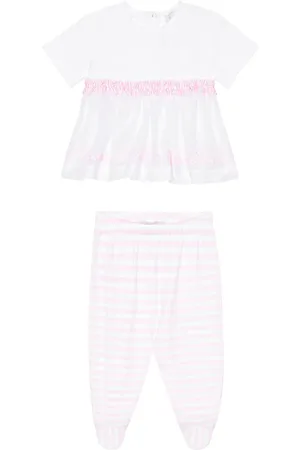 MONNALISA Baby cotton dress and pants set