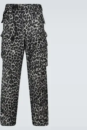 SACAI Leopard Shrivel cargo wool pants