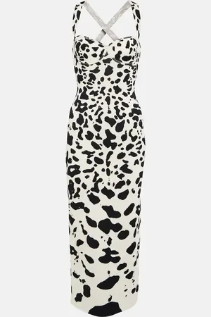 GALVAN Orchid animal-print jersey midi dress