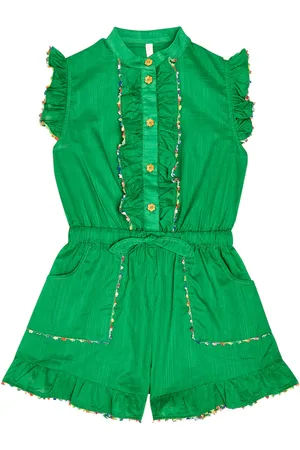 ZIMMERMANN Junie frill-trimmed floral cotton playsuit