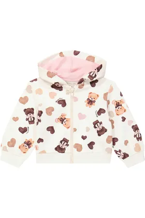 MONNALISA Baby printed zip-up cotton fleece hoodie