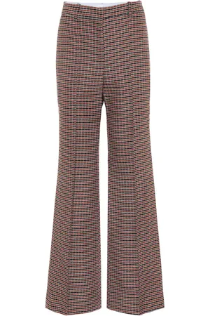 Victoria Beckham Checked high-rise flared wool pants