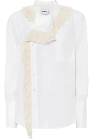 MONSE Fringe-collar cotton and linen shirt