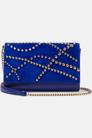Christian Louboutin Paloma embellished suede and leather clutch