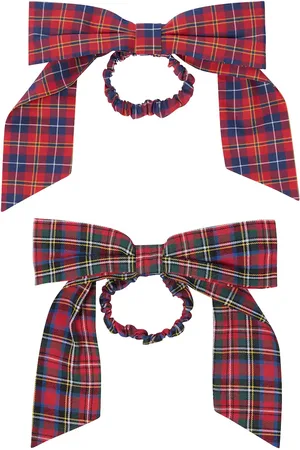 PAADE Set of 2 checked cotton scrunchies