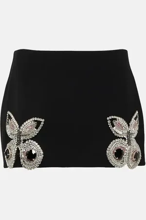 AREA Embellished wool miniskirt