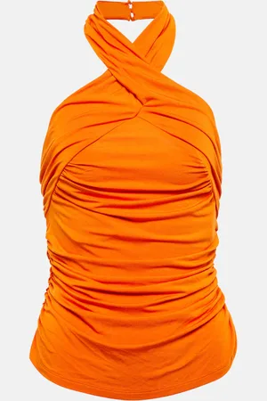 VERONICA BEARD Ruched jersey halterneck top