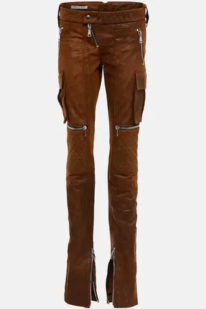 LAQUAN SMITH High-rise straight leather pants