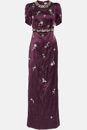 Erdem Embellished crinkled satin gown