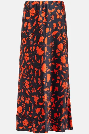 Lee Mathews Bella floral silk slip midi skirt