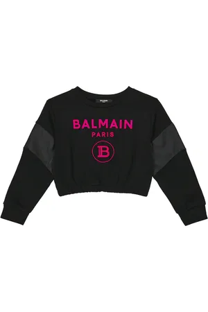Balmain Logo cotton-blend cropped sweatshirt