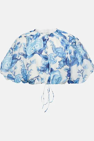 SIR Floral cotton and silk crop top