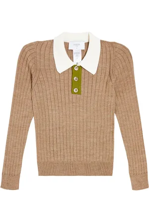 PAADE Ribbed-knit wool-blend polo top