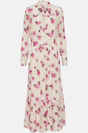 RED Valentino Floral tie-neck lamÃ© maxi dress