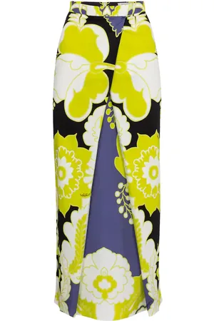 VALENTINO Floral cotton midi skirt
