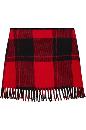 Il gufo Checked fringe skirt
