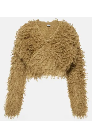 Cropped Leopard-Print Dégradé Brushed Cotton-Blend Sweater