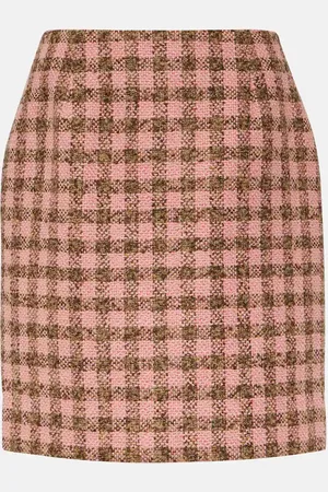 Oscar de la Renta Checked wool-blend tweed miniskirt