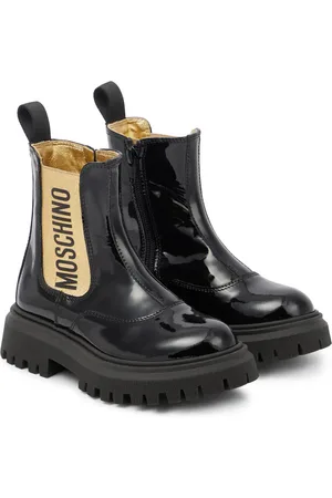 Moschino Logo patent leather boots