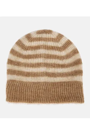 Striped brushed jacquard-knit mohair-blend beanie