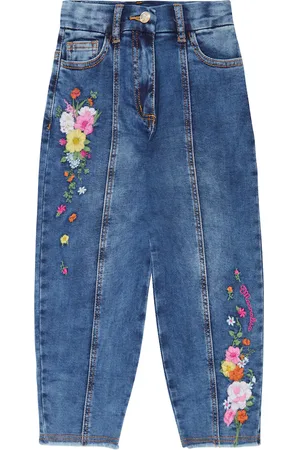 MONNALISA Embroidered oversized jeans