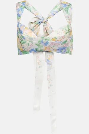 ZIMMERMANN Floral linen and silk bustier top