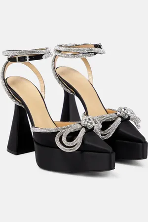 Mach & Mach Double Bow embellished satin pumps