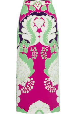 VALENTINO Floral silk cady midi skirt