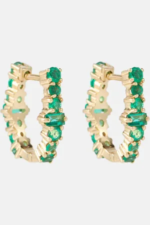 Ileana Makri Rivulet 18kt gold hoop earrings with emeralds