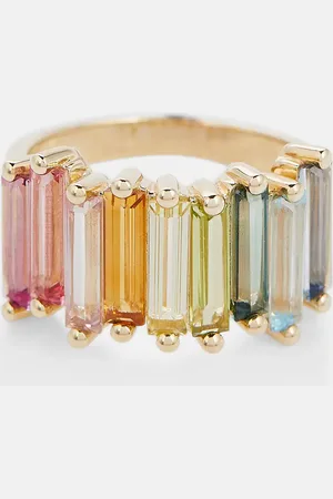 Suzanne Kalan Rainbow 14kt gold ring with topazes
