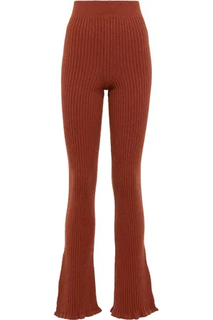 Victoria Beckham Ribbed-knit wool-blend flared pants