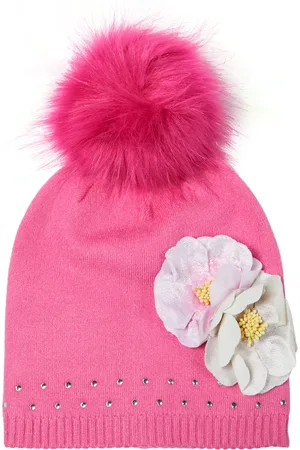MONNALISA Floral-appliquÃ© knit beanie