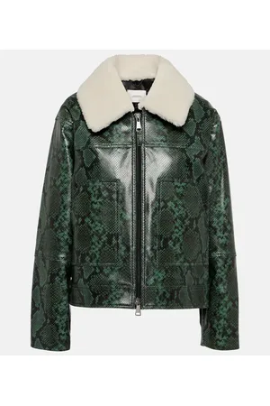 Burberry puttee-collar leather jacket - Green