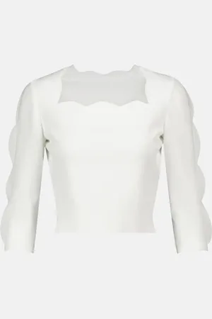 Alaïa AlaÃ¯a Scalloped stretch-knit sweater