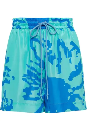 Lee Mathews Pixel high-rise silk shorts